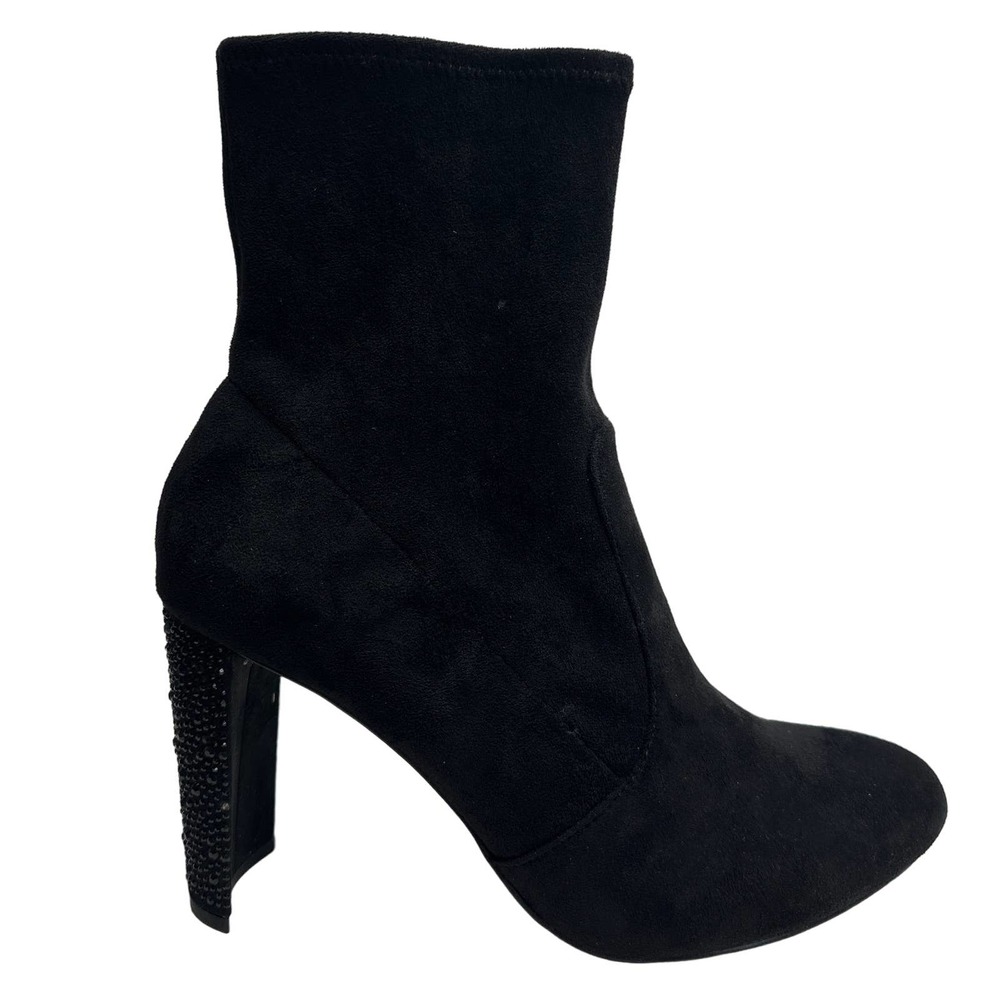 Jewel Badgley Mischka Women's Eugenia Black Studded Faux Suede Booties Size 10